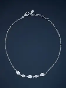 Kushal's Fashion Jewellery Rhodium-Plated Artificial Stones Anklet