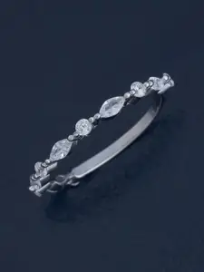 Kushal's Fashion Jewellery White 92.5 Pure Silver Rhodium-Plated Zircon Party Finger Ring