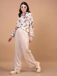 Crimsoune Club Women Classic Slim Fit Floral Printed Casual Shirt