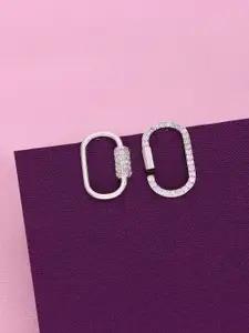 KAI JEWEL Sterling Silver Rhodium-Plated Contemporary Cubic Zirconia Enamelled Studs