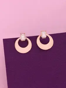 KAI JEWEL 92.5 Silver Rose Gold-Plated Contemporary Cubic Zirconia Studded Studs