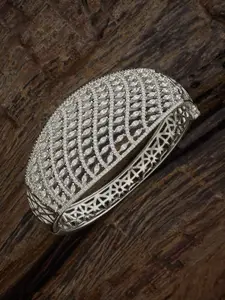 Kushal's Fashion Jewellery White Rhodium-Plated Party Zircon Kada