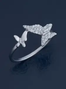 Kushal's Fashion Jewellery 92.5 Pure Silver Rhodium-Plated Zircon Party Finger Ring