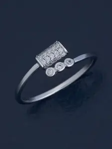 Kushal's Fashion Jewellery 92.5 Pure Silver Rhodium-Plated Zircon Party Finger Ring