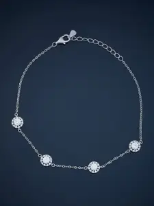 Kushal's Fashion Jewellery Rhodium-Plated Zircon Party 92.5 Pure Silver Anklet