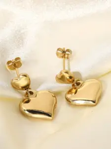 SUBHAGALANKAR Gold-Plated Heart Shaped Drop Earrings
