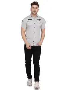 BEYOU FASHION Spread Collar Short Sleeves Cotton Casual Shirt