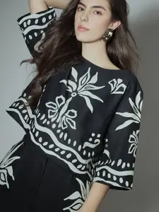 Vero Moda Print Flared Sleeve Cotton Crop Top