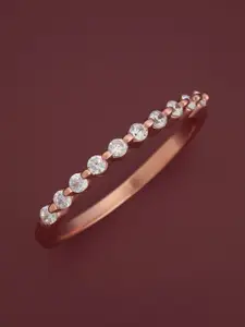 Kushal's Fashion Jewellery 92.5 Pure Silver Rose Gold-Plated Zircon Party Finger Ring