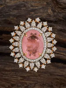 Kushal's Fashion Jewellery Pink Gold-Plated Party Zircon Finger Ring