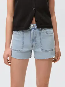 MANGO Women Frayed Denim Shorts
