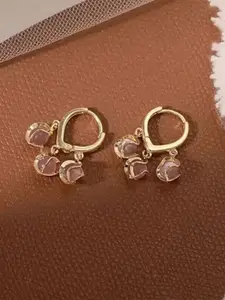 Estailo fashion Alloy Gold-Plated Crystals Beaded Cozy Circular Hoop Earrings