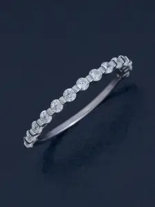 Kushal's Fashion Jewellery White 92.5 Pure Silver Rhodium-Plated Zircon Party Finger Ring