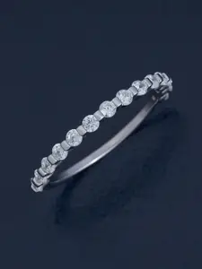 Kushal's Fashion Jewellery 92.5 Pure Silver Rhodium-Plated Zircon Party Finger Ring