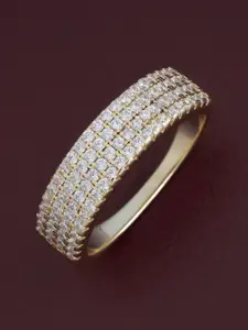 Kushal's Fashion Jewellery 92.5 Pure Silver Gold-Plated Zircon Party Finger Ring