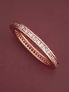 Kushal's Fashion Jewellery White 92.5 Pure Silver Rose Gold-Plated Zircon Party Ring