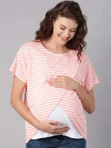 PURPLE FLAUNT Striped Cotton Wrap Top