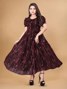 Anouk Print Puff Sleeve Georgette Maxi Dress