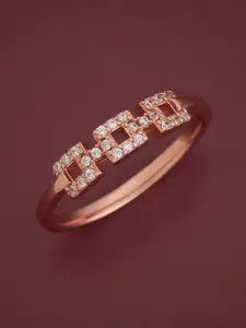 Kushal's Fashion Jewellery White 92.5 Pure Silver Rose Gold-Plated Zircon Party Ring