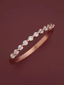 Kushal's Fashion Jewellery 92.5 Pure Silver Rose Gold-Plated Zircon Party Finger Ring