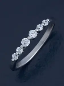 Kushal's Fashion Jewellery 92.5 Pure Silver Rhodium-Plated Zircon Party Finger Ring