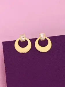 KAI JEWEL 92.5 Silver Gold-Plated Contemporary Cubic Zirconia Studded Studs