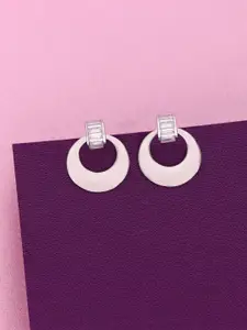 KAI JEWEL 92.5 Silver Rhodium-Plated Contemporary Cubic Zirconia Studded Studs