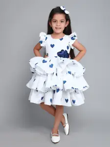 Pink Chick Print Flutter Sleeve Fit & Flare Dress