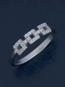 Kushal's Fashion Jewellery 92.5 Pure Silver Rhodium-Plated Zircon Party Finger Ring