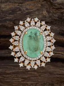 Kushal's Fashion Jewellery Mint Rhodium Gold-Plated Party Zircon Finger Ring