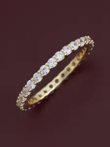 Kushal's Fashion Jewellery 92.5 Pure Silver Gold-Plated Zircon Party Finger Ring