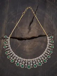 Kushal's Fashion Jewellery Rhodium Gold-Plated Zircon Studded Necklace