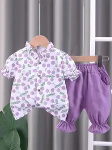 Bold N Elegant Girls Printed Round Neck Shirt With Shorts