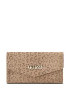 GUESS Women Brand Logo Textured Three Fold Wallet