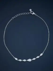 Kushal's Fashion Jewellery Rhodium-Plated Artificial Stones Anklet