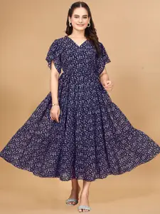 Anouk Floral Print Puff Sleeve Georgette Maxi Dress