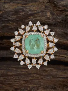 Kushal's Fashion Jewellery Mint Rhodium Gold-Plated Party Zircon Finger Ring