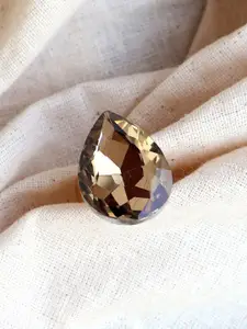 BeAbhika Elegant Statement Smoky Quartz Teardrop Cocktail Ring