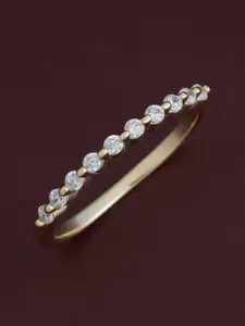 Kushal's Fashion Jewellery White 92.5 Pure Silver Gold-Plated Zircon Party Finger Ring