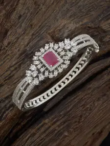 Kushal's Fashion Jewellery Ruby Rhodium-Plated Party Zircon Kada