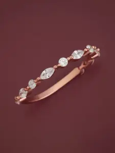 Kushal's Fashion Jewellery White 92.5 Pure Silver Rose Gold-Plated Zircon Party Ring