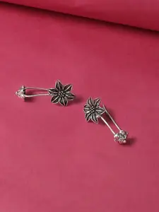 Sangria Oxidised Floral Shape Ear Cuff