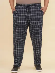 John Pride Plus Size Men Checked Cotton Mid Rise Track Pants