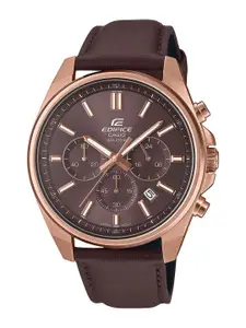 CASIO edifice Men Leather Cuff Straps Analogue Chronograph Watch ED662