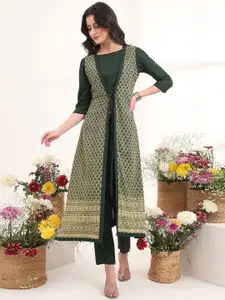 GUFRINA Ethnic Motifs Embroidered Jacket & Top With Harem Pants