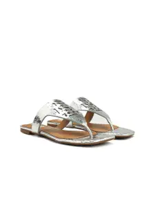 ROSSO BRUNELLO Women Textured T-Strap Flats