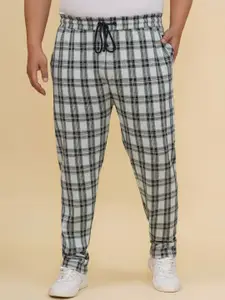John Pride Plus Size Men Mid Rise Checked Track Pants