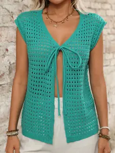 StyleCast x Revolte Women Tie-Up Semi Sheer Top