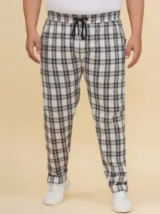 John Pride Plus Size Men Mid Rise Checked Track Pants