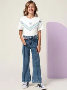 U.S. Polo Assn. Kids Girls Cotton Bootcut Mid-Rise Light Fade Jeans